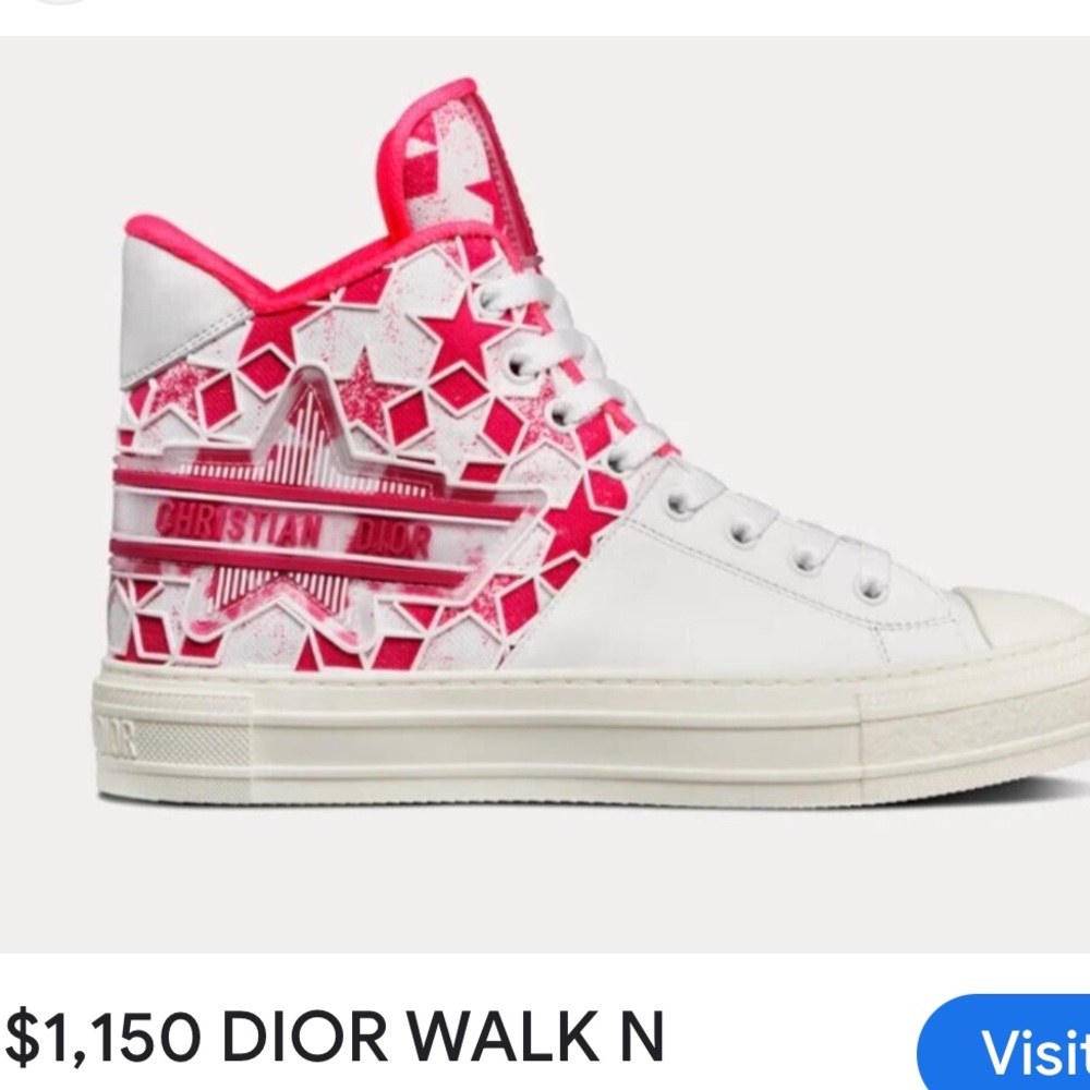 Dior Walk N Dior Star Pink/White High Top Sneaker BRAND NEW size 38